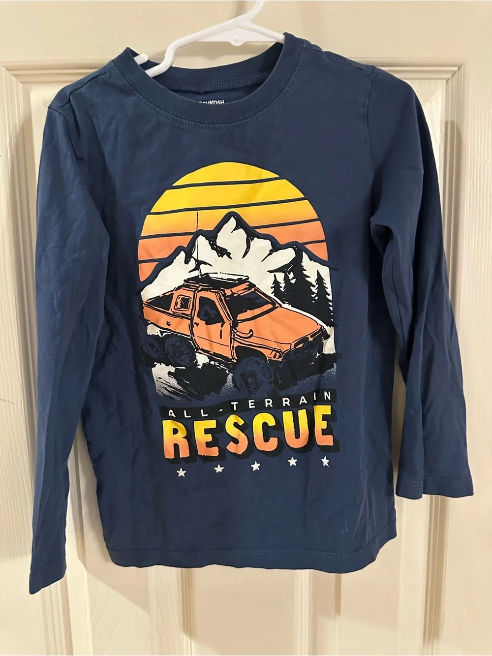 OshKosh B'gosh Navy Long Sleeve 'Rescue Truck Sunset' Tee